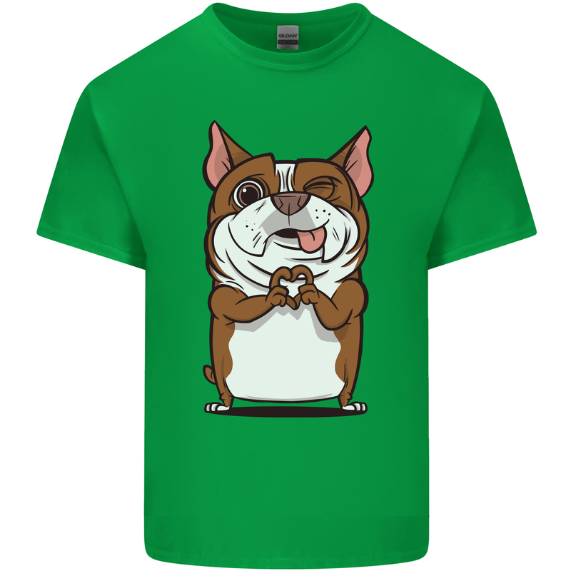 A Cute Dog With a Heart Sign Mens Cotton T-Shirt Tee Top Irish Green