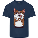 A Cute Dog With a Heart Sign Mens Cotton T-Shirt Tee Top Navy Blue