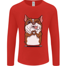 A Cute Dog With a Heart Sign Mens Long Sleeve T-Shirt Red