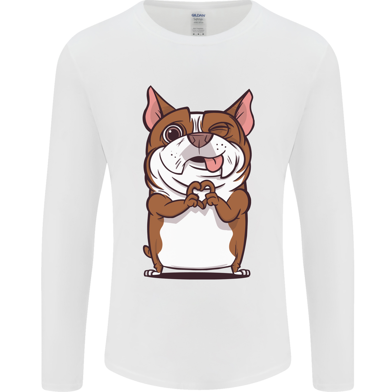 A Cute Dog With a Heart Sign Mens Long Sleeve T-Shirt White