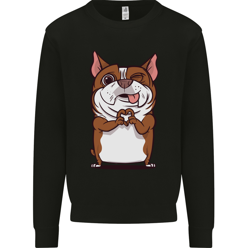 A Cute Dog With a Heart Sign Mens Sweatshirt Jumper Black