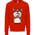 A Cute Dog With a Heart Sign Mens Sweatshirt Jumper Bright Red