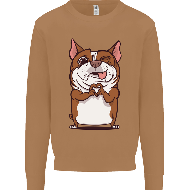 A Cute Dog With a Heart Sign Mens Sweatshirt Jumper Caramel Latte
