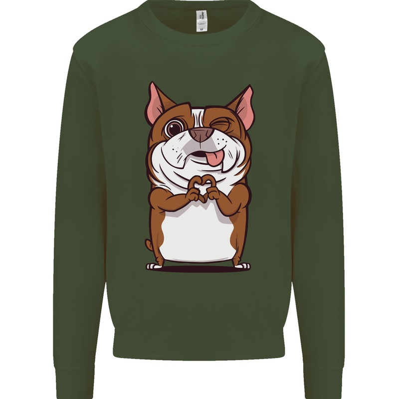 A Cute Dog With a Heart Sign Mens Sweatshirt Jumper Forest Green