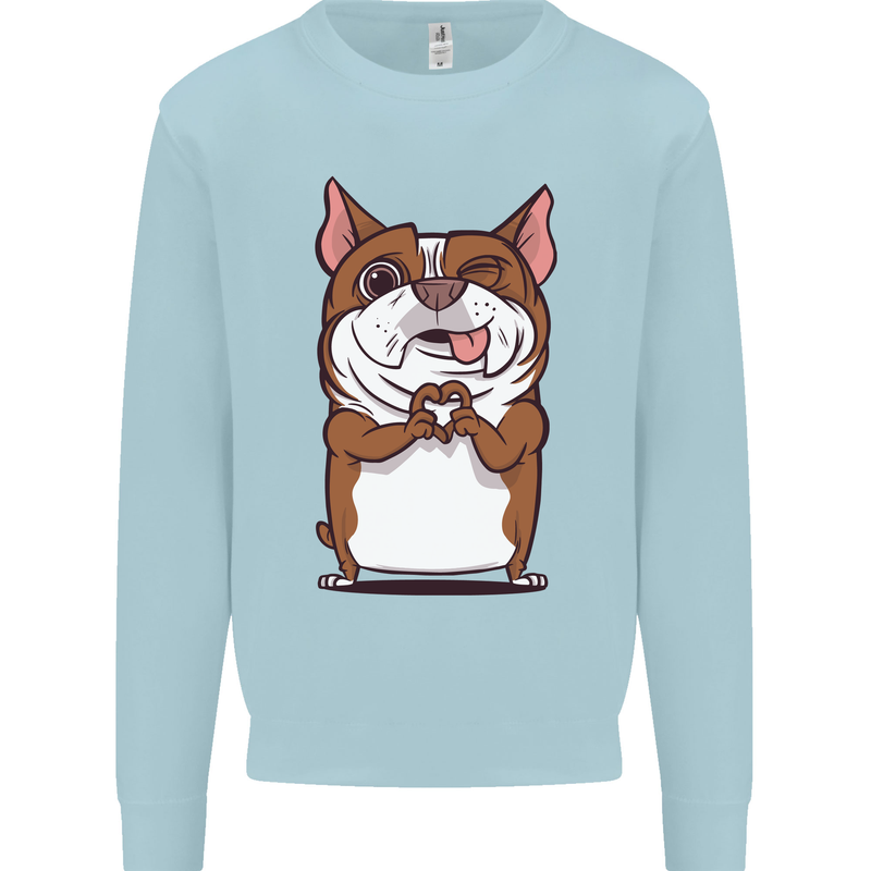 A Cute Dog With a Heart Sign Mens Sweatshirt Jumper Light Blue