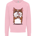 A Cute Dog With a Heart Sign Mens Sweatshirt Jumper Light Pink