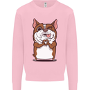 A Cute Dog With a Heart Sign Mens Sweatshirt Jumper Light Pink