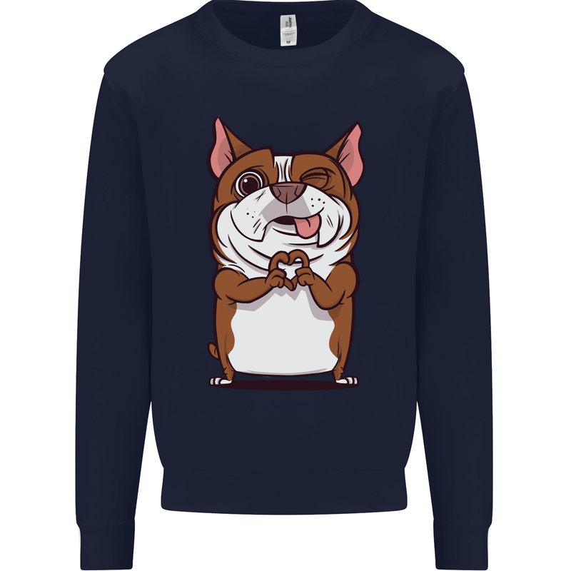 A Cute Dog With a Heart Sign Mens Sweatshirt Jumper Navy Blue