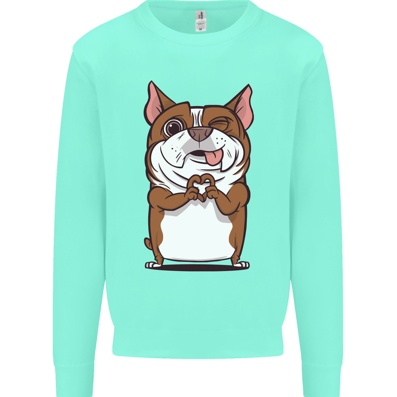 A Cute Dog With a Heart Sign Mens Sweatshirt Jumper Peppermint