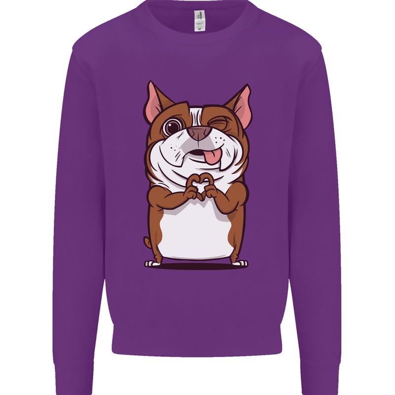 A Cute Dog With a Heart Sign Mens Sweatshirt Jumper Purple