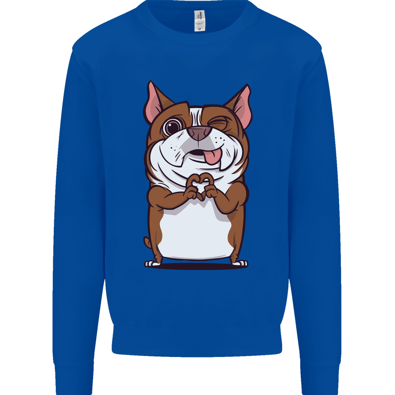 A Cute Dog With a Heart Sign Mens Sweatshirt Jumper Royal Blue