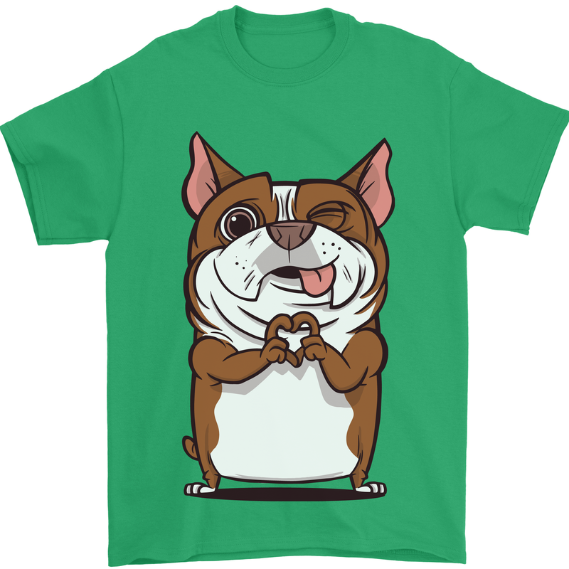 A Cute Dog With a Heart Sign Mens T-Shirt Cotton Gildan Irish Green