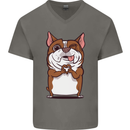 A Cute Dog With a Heart Sign Mens V-Neck Cotton T-Shirt Charcoal