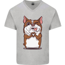 A Cute Dog With a Heart Sign Mens V-Neck Cotton T-Shirt Sports Grey