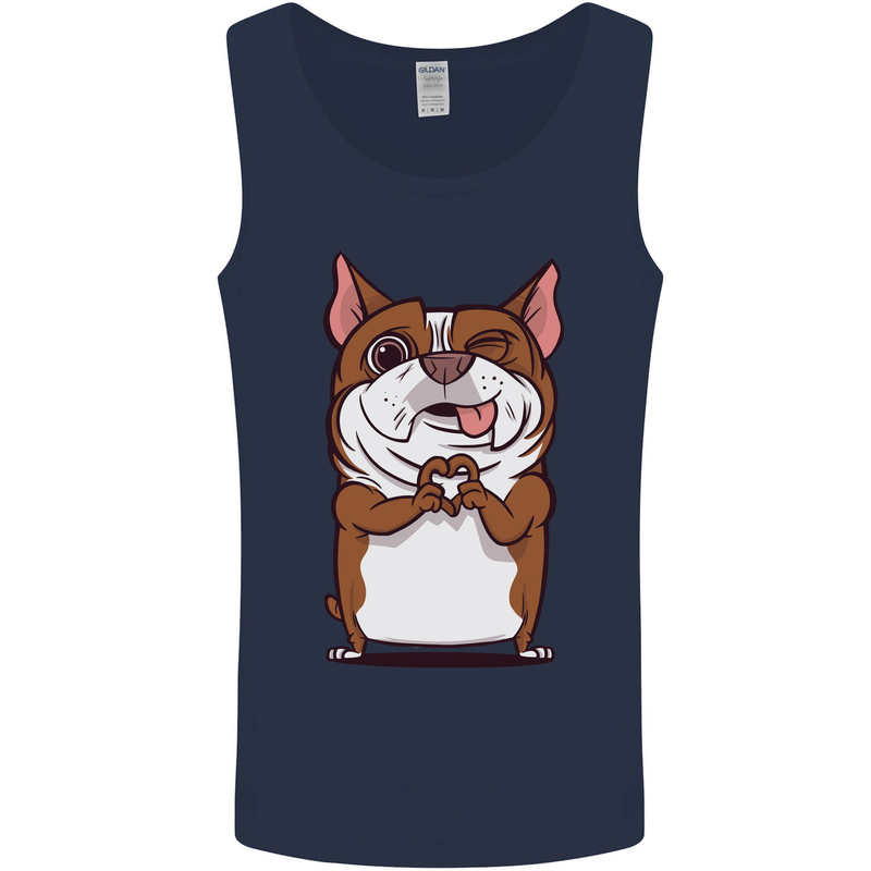 A Cute Dog With a Heart Sign Mens Vest Tank Top Navy Blue