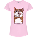 A Cute Dog With a Heart Sign Womens Petite Cut T-Shirt Light Pink