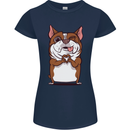 A Cute Dog With a Heart Sign Womens Petite Cut T-Shirt Navy Blue