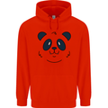 A Cute Panda Bear Face Childrens Kids Hoodie Bright Red
