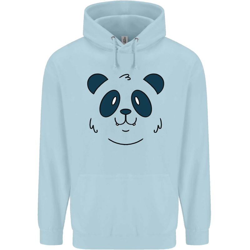 A Cute Panda Bear Face Childrens Kids Hoodie Light Blue