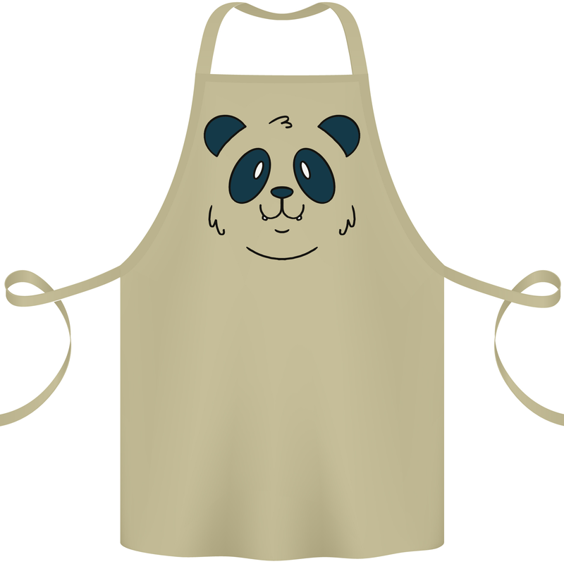 A Cute Panda Bear Face Cotton Apron 100% Organic Khaki