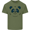 A Cute Panda Bear Face Mens Cotton T-Shirt Tee Top Military Green