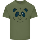 A Cute Panda Bear Face Mens Cotton T-Shirt Tee Top Military Green