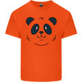 A Cute Panda Bear Face Mens Cotton T-Shirt Tee Top Orange