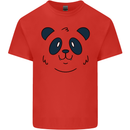 A Cute Panda Bear Face Mens Cotton T-Shirt Tee Top Red