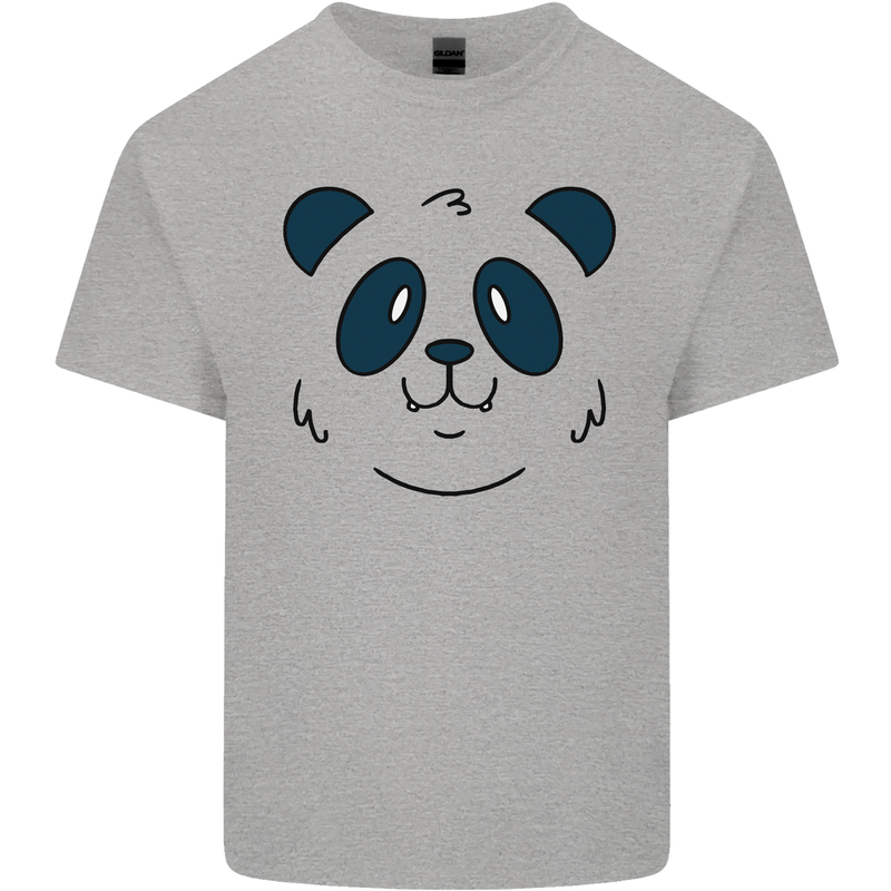 A Cute Panda Bear Face Mens Cotton T-Shirt Tee Top Sports Grey