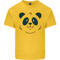 A Cute Panda Bear Face Mens Cotton T-Shirt Tee Top Yellow