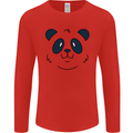 A Cute Panda Bear Face Mens Long Sleeve T-Shirt Red