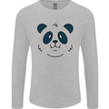 A Cute Panda Bear Face Mens Long Sleeve T-Shirt Sports Grey