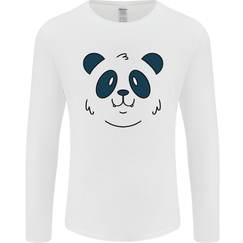 A Cute Panda Bear Face Mens Long Sleeve T-Shirt White