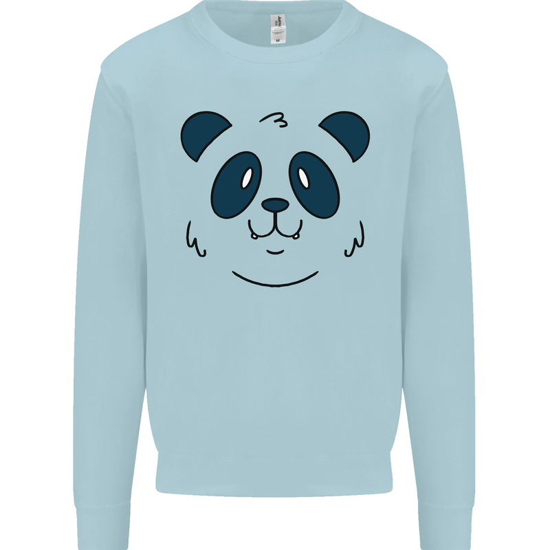 A Cute Panda Bear Face Mens Sweatshirt Jumper Light Blue