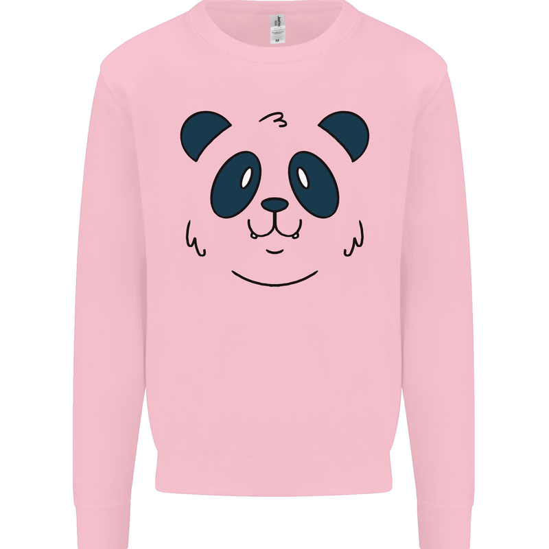 A Cute Panda Bear Face Mens Sweatshirt Jumper Light Pink
