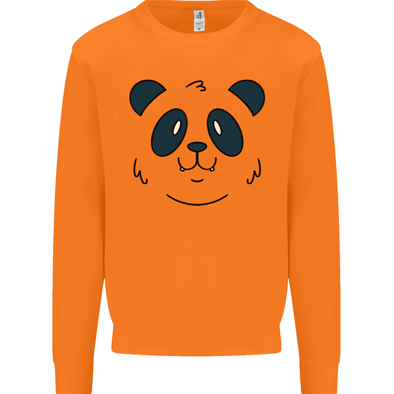 A Cute Panda Bear Face Mens Sweatshirt Jumper Orange