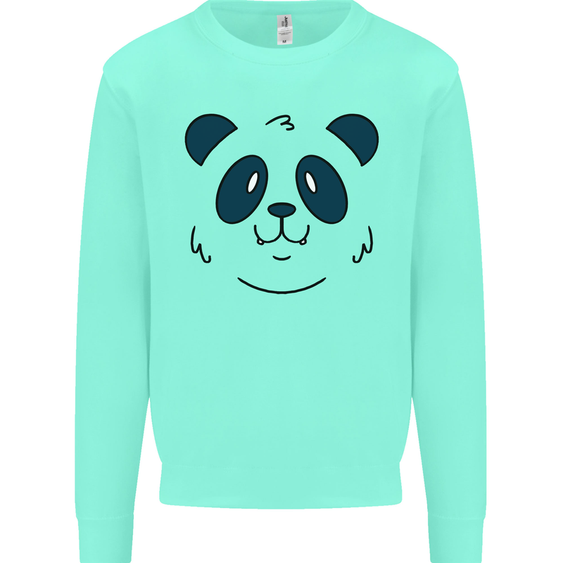 A Cute Panda Bear Face Mens Sweatshirt Jumper Peppermint