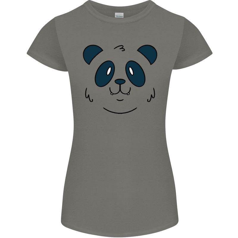 A Cute Panda Bear Face Womens Petite Cut T-Shirt Charcoal