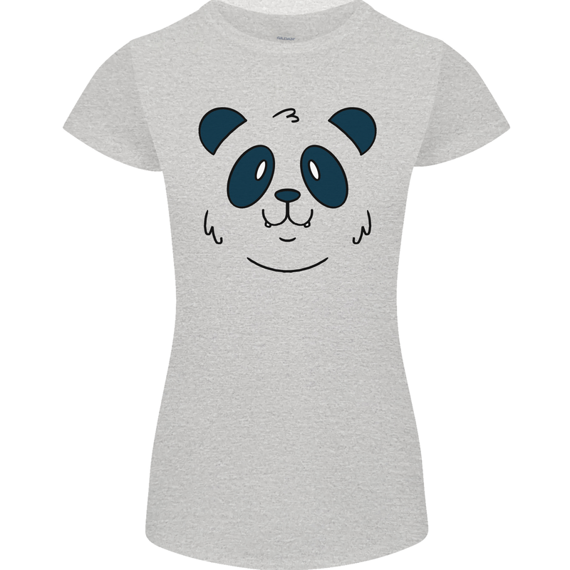 A Cute Panda Bear Face Womens Petite Cut T-Shirt Sports Grey