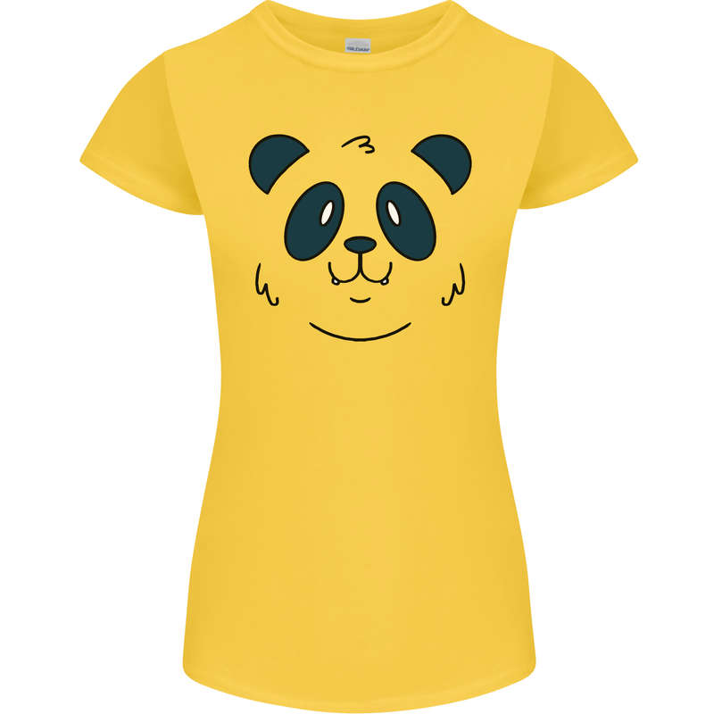 A Cute Panda Bear Face Womens Petite Cut T-Shirt Yellow