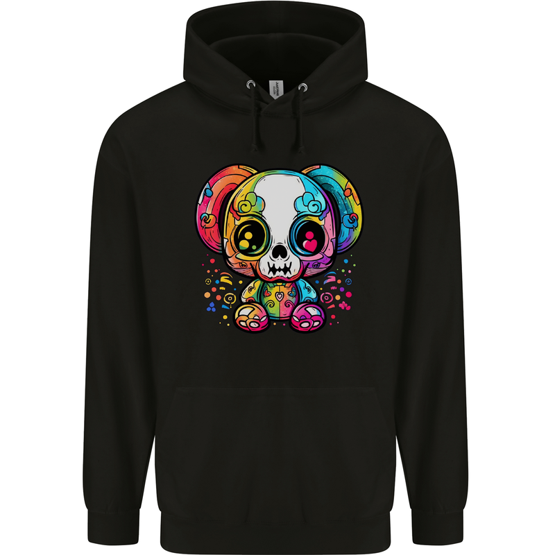 A Cute Teddy Bear Demon Skull Mens 80% Cotton Hoodie Black