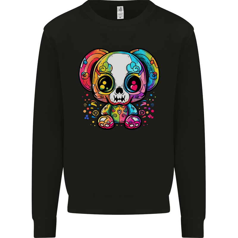 A Cute Teddy Bear Demon Skull Mens Sweatshirt Jumper Black