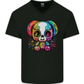 A Cute Teddy Bear Demon Skull Mens V-Neck Cotton T-Shirt Black