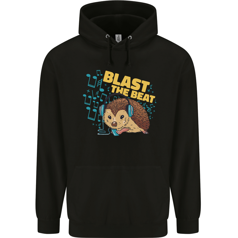 A DJ Hedgehog Headphones Pop Music Childrens Kids Hoodie Black
