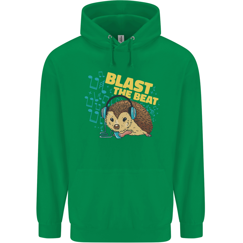 A DJ Hedgehog Headphones Pop Music Childrens Kids Hoodie Irish Green