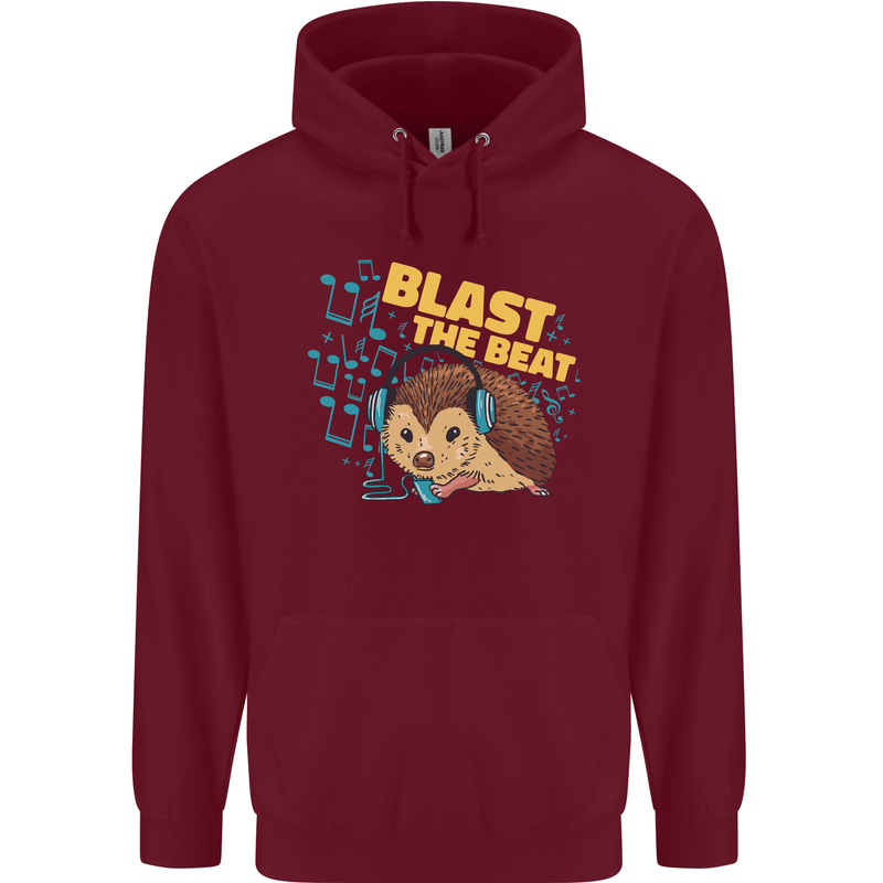 A DJ Hedgehog Headphones Pop Music Childrens Kids Hoodie Maroon