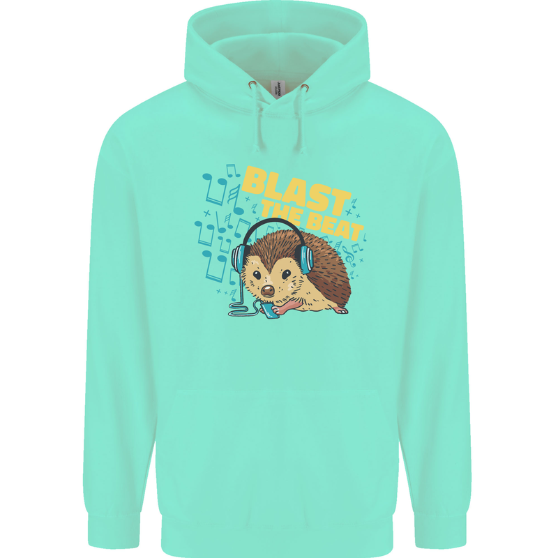 A DJ Hedgehog Headphones Pop Music Childrens Kids Hoodie Peppermint