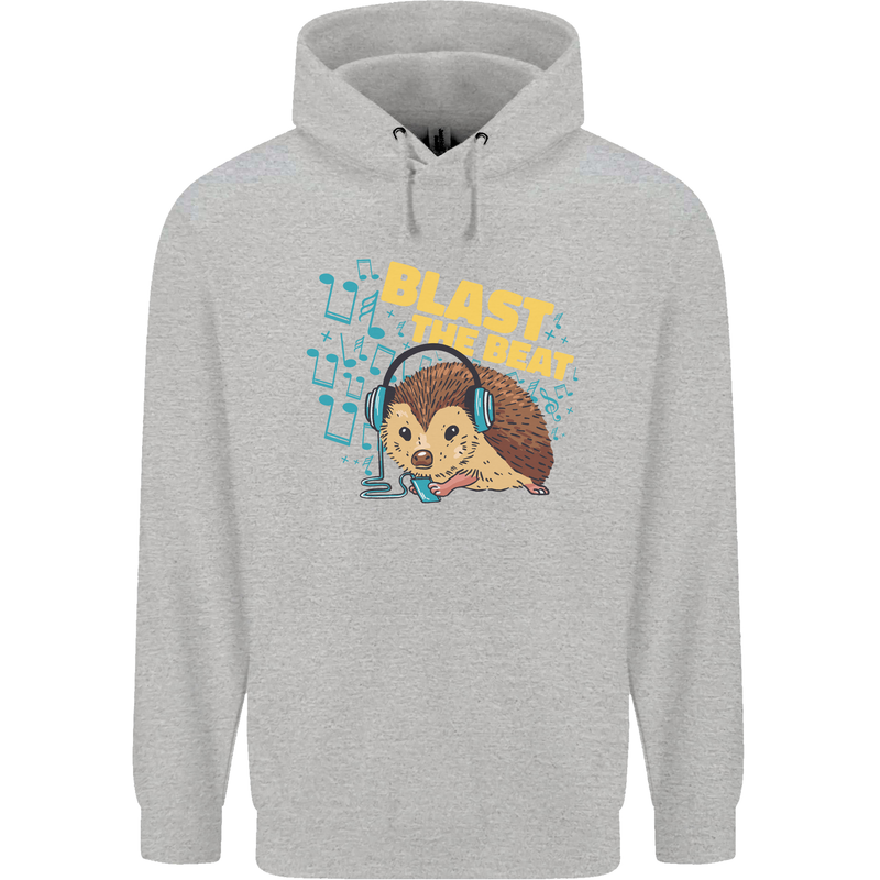 A DJ Hedgehog Headphones Pop Music Childrens Kids Hoodie Sports Grey