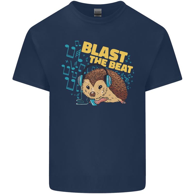 A DJ Hedgehog Headphones Pop Music Kids T-Shirt Childrens Navy Blue