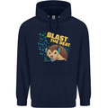 A DJ Hedgehog Headphones Pop Music Mens 80% Cotton Hoodie Navy Blue